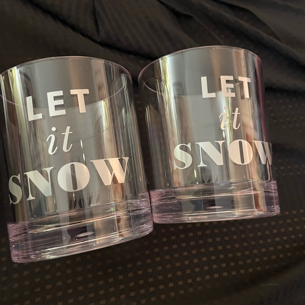 Kate Spade of 2 Winter Holiday “LET IT SNOW” Drinkware glasses New in box NWT - Picture 5 of 10